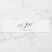 Elegant Black and White Calligraphy Wedding Waterfles Etiket (Enkel label)