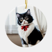 Elegant Black and White Cat Portrait Keramisch Ornament (Voorkant)
