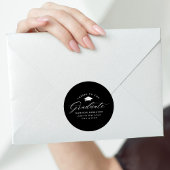 Elegant Black and White Cheers to the Afstuderen Ronde Sticker