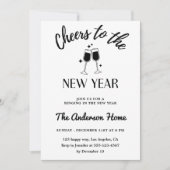 Elegant Black and White “Cheers to the New Year”  Kaart (Voorkant)