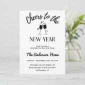 Elegant Black and White “Cheers to the New Year”  Kaart (Staand voorkant)