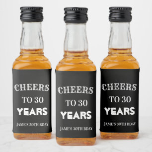 Elegant Black and White Cheers tot 30e verjaardag Likeurfles Etiket