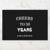 Elegant Black and White Cheers tot 30e verjaardag Likeurfles Etiket