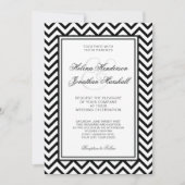 Elegant Black and White Chevron Wedding Invitation Kaart (Voorkant)