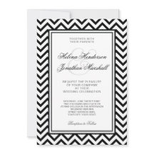 Elegant Black and White Chevron Wedding Invitation