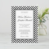 Elegant Black and White Chevron Wedding Invitation Kaart (Staand voorkant)