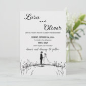 elegant black and white chic wedding invittion kaart (Staand voorkant)
