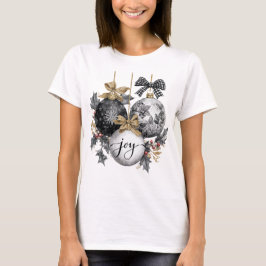 Elegant Black and White Christmas Ornaments  T-shirt