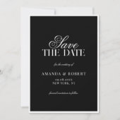 Elegant Black and White Classic Old Money Wedding Save The Date (Voorkant)