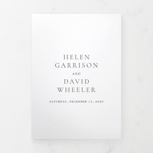 Elegant Black and White Classic Wedding Drieluik Uitnodiging (Cover)