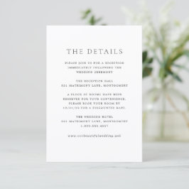 Elegant Black and White Classic Wedding Informatiekaartje