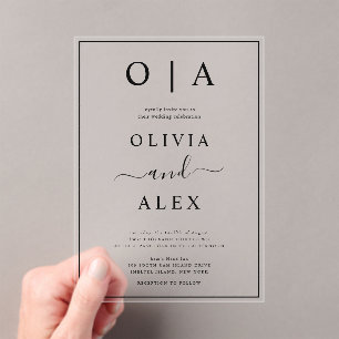 Elegant Black and White Classic Wedding Invitation Acryl Uitnodigingen