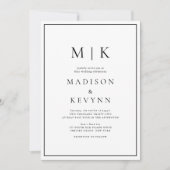 Elegant Black and White Classic Wedding Invitation Kaart (Voorkant)