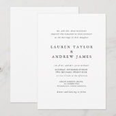 Elegant Black and White Classic Wedding Invitation Kaart (Voorkant / Achterkant)