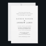 Elegant Black and White Classic Wedding Invitation Kaart<br><div class="desc">Elegante,  mooie en klassieke huwelijksuitnodiging. Volledig aanpasbaar met namen,  datums,  locatie en kleuren die overeenkomen met uw trouwthema.</div>