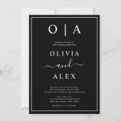 Elegant Black and White Classic Wedding Invitation Kaart (Voorkant)