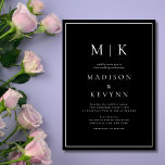Elegant Black and White Classic Wedding Invitation Kaart<br><div class="desc">zwart-wit huwelijksuitnodiging Deze stijlvolle,  moderne bruids- of vrijgezellenfeesten servetten hebben een eenvoudig zwart-wit tekstontwerp dat een minimalistische stijl uitstraalt. Voeg je initialen of monogram toe om ze helemaal van jezelf te maken.</div>