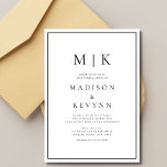 Elegant Black and White Classic Wedding Invitation Kaart<br><div class="desc">zwart-wit huwelijksuitnodiging Deze stijlvolle,  moderne bruids- of vrijgezellenfeesten servetten hebben een eenvoudig zwart-wit tekstontwerp dat een minimalistische stijl uitstraalt. Voeg je initialen of monogram toe om ze helemaal van jezelf te maken.</div>