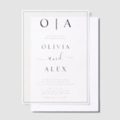 Elegant Black and White Classic Wedding Invitation Vellum Uitnodigingen (Offset)