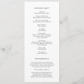 Elegant Black and White Classic Wedding Programmakaart (Achterkant)