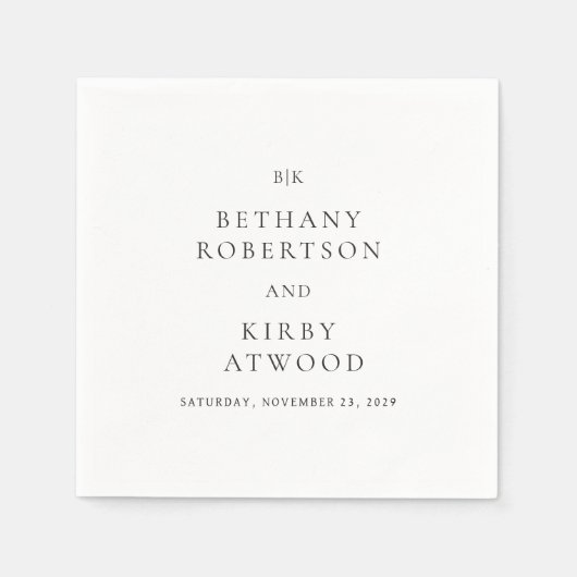 Elegant Black and White Classic Wedding Servet (Voorkant)