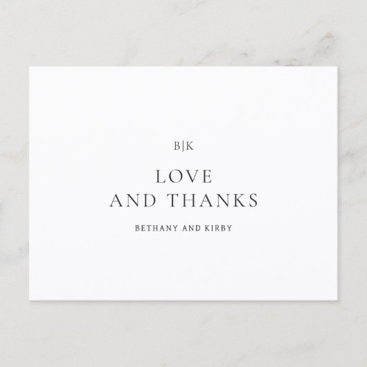 Elegant Black and White Classic Wedding Thank You Briefkaart (Voorkant)