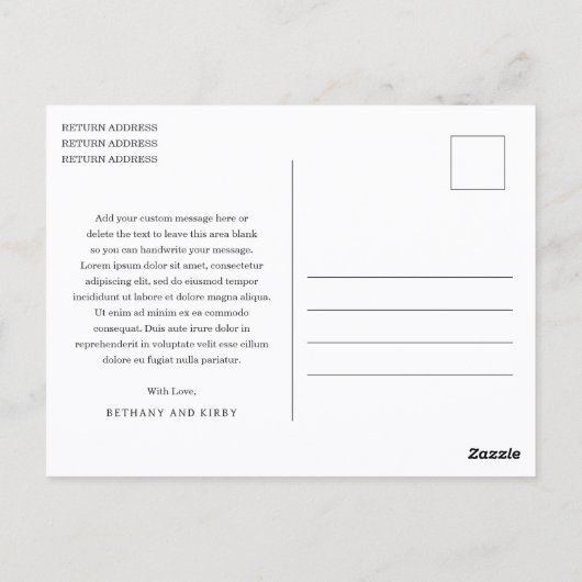 Elegant Black and White Classic Wedding Thank You Briefkaart (Achterkant)