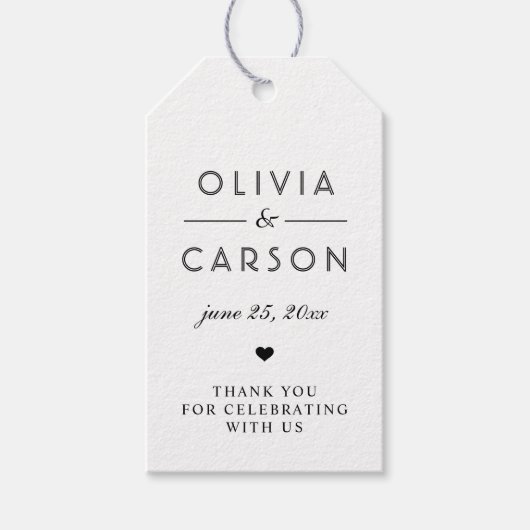Elegant Black and White Custom Wedding Monogram Cadeaulabel (Voorkant)