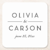 Elegant Black and White Custom Wedding Monogram Kartonnen Onderzetters (Voorkant)