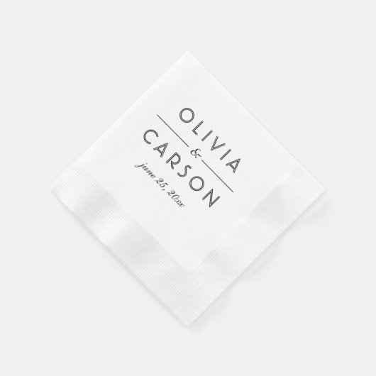 Elegant Black and White Custom Wedding Monogram Servet (Hoek)