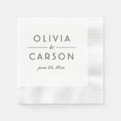 Elegant Black and White Custom Wedding Monogram Servet (Voorkant)
