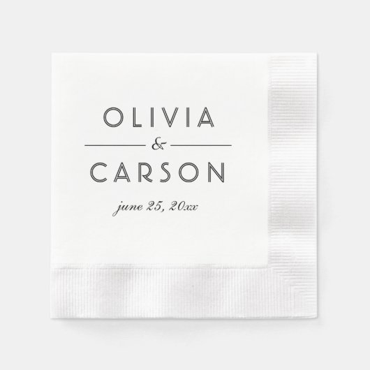Elegant Black and White Custom Wedding Monogram Servet (Voorkant)