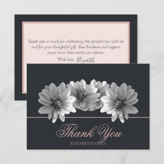 Elegant Black And White Dahlia Bridal Thank You Bedankkaart