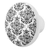 Elegant Black and White Damask Floral Boho Pattern Keramische Knop (Rechts)