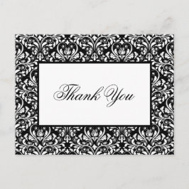 Elegant Black and White Damask Weddenschap Bedankt Briefkaart