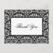 Elegant Black and White Damask Weddenschap Bedankt Briefkaart (Voorkant)