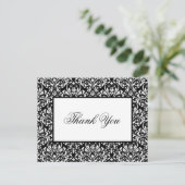 Elegant Black and White Damask Weddenschap Bedankt Briefkaart (Staand voorkant)