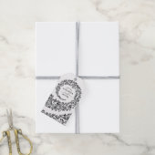 Elegant Black and White Damask Wedding Cadeaulabel (Met Touw)
