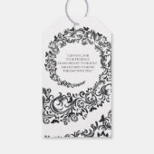 Elegant Black and White Damask Wedding Cadeaulabel (Achterkant)