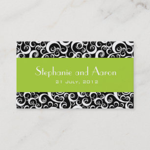 Elegant Black and White Damask Wedding Card Visitekaartje