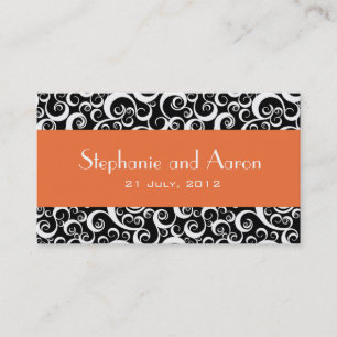 Elegant Black and White Damask Wedding Card Visitekaartje
