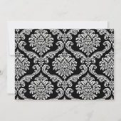 Elegant Black and White Damask Wedding Invitation Kaart (Achterkant)