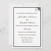 Elegant Black and White Damask Wedding Kaart (Achterkant)