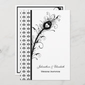 Elegant Black and White Damask Wedding Kaart (Voorkant / Achterkant)
