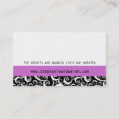 Elegant Black and White Damask Wedding Kaart Visitekaartje (Achterkant)