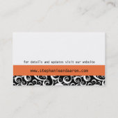 Elegant Black and White Damask Wedding Kaart Visitekaartje (Achterkant)