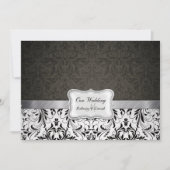Elegant Black and White Damask Wedding nodigt uit Kaart (Voorkant)