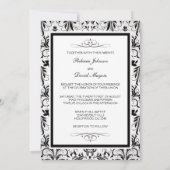 Elegant Black and White Damask Wedding nodigt uit Kaart (Achterkant)