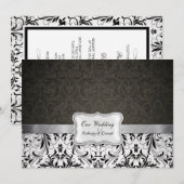 Elegant Black and White Damask Wedding nodigt uit Kaart (Voorkant / Achterkant)