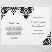 Elegant Black and White Damask Wedding Programs (Voorkant)